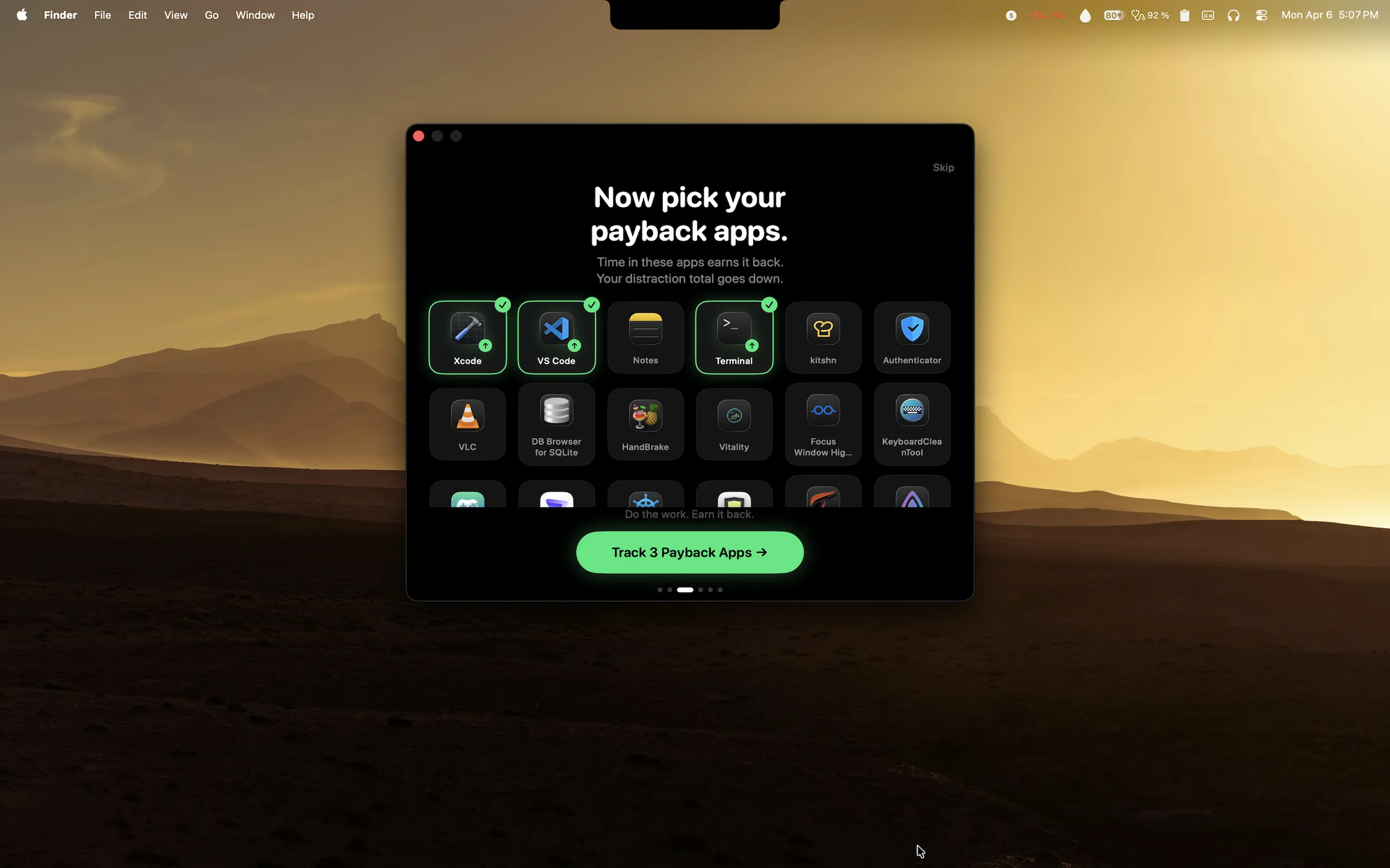 Spent payback apps: earn your cost back in productive apps