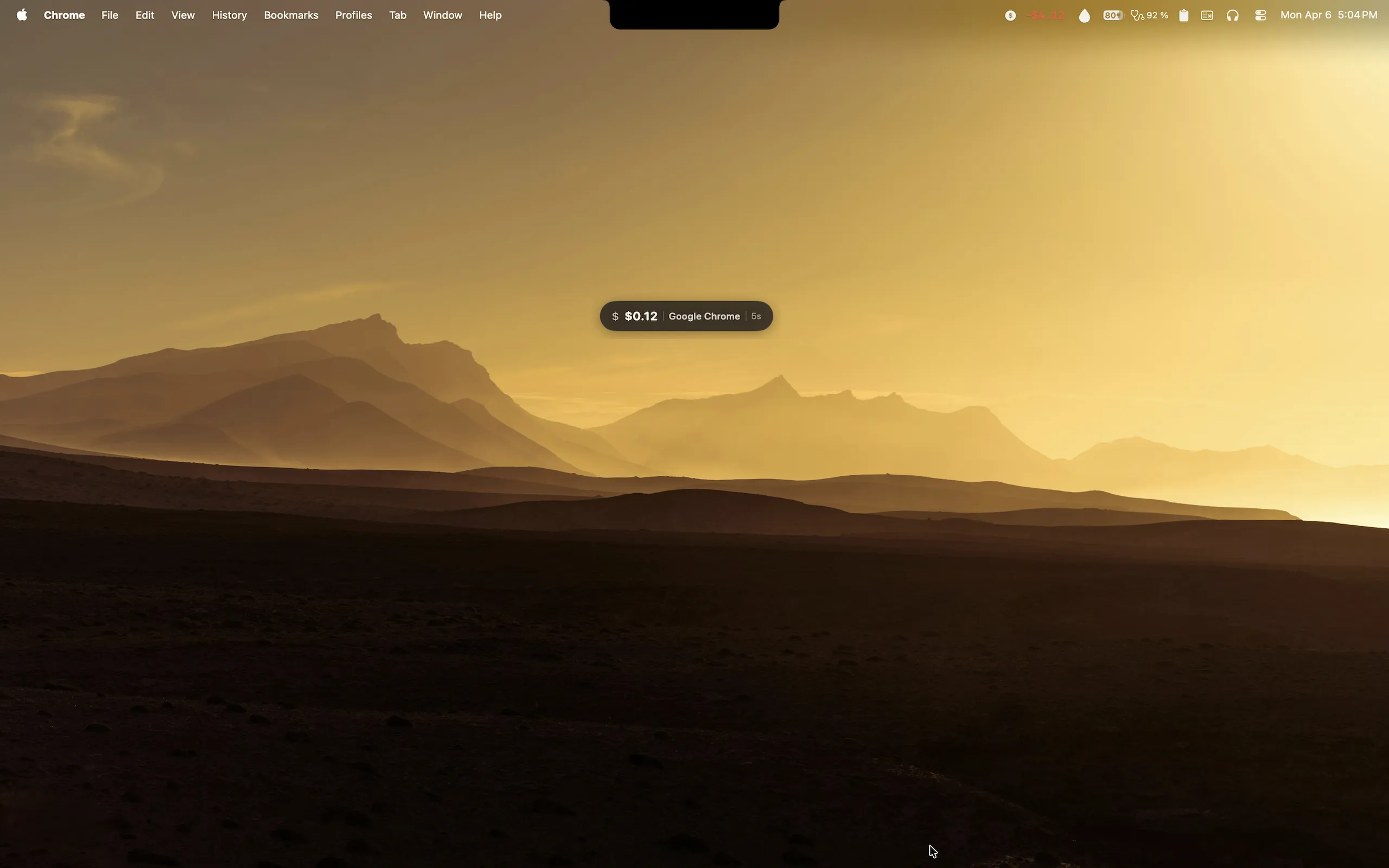 Tracker widget, live cost pill with app name