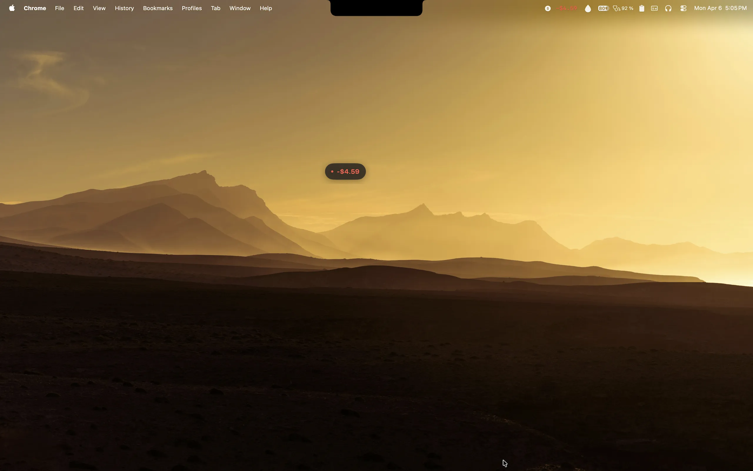 Net widget, minimal pill showing running total